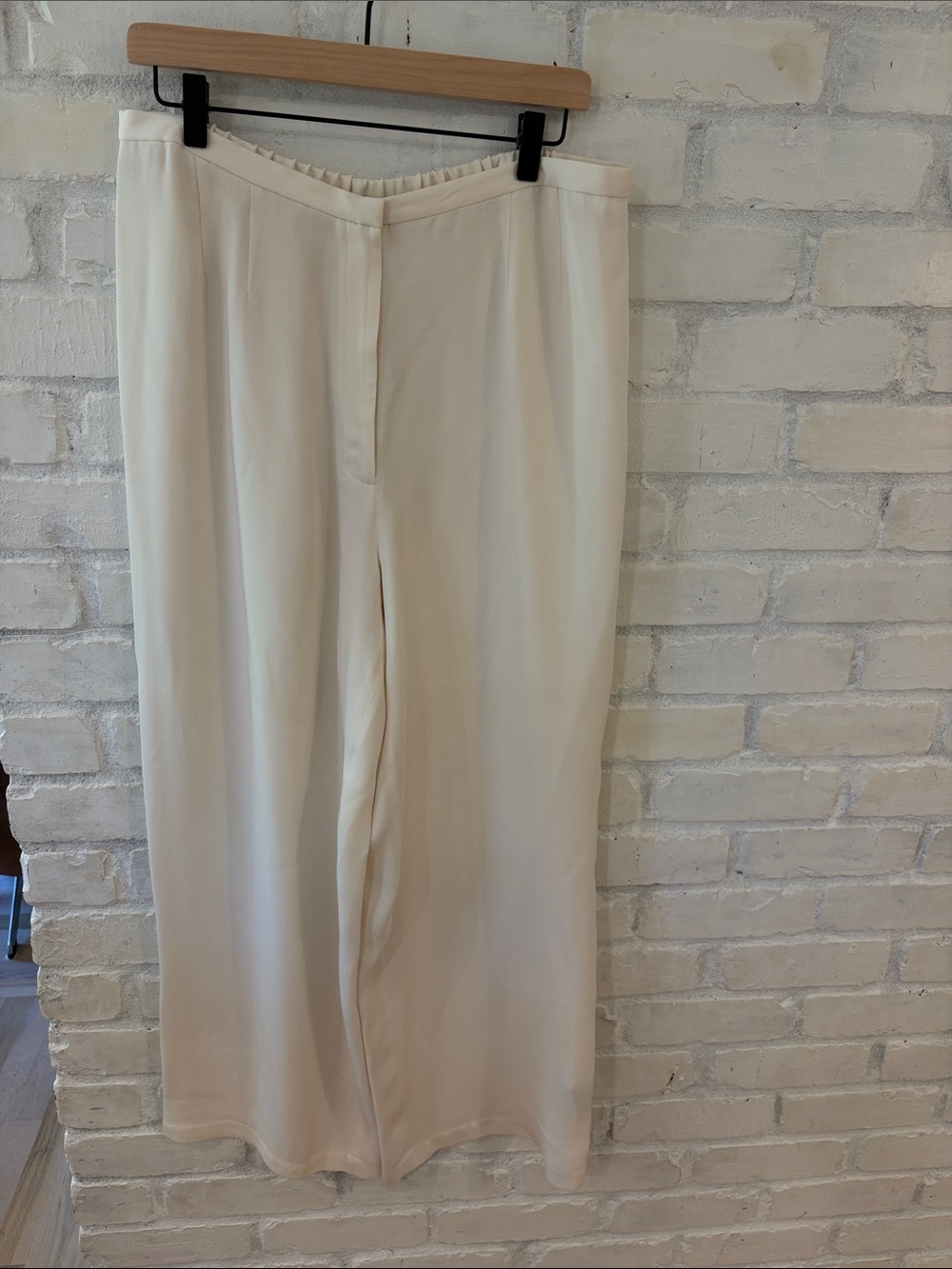 Eileen Fisher Cream Wide-Leg Trousers (B4)